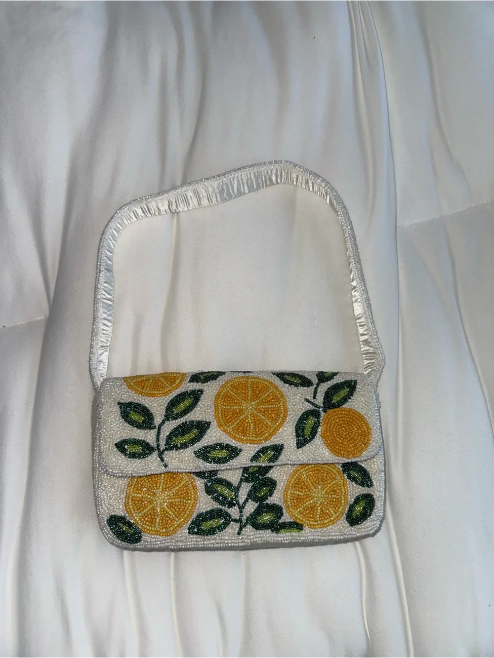 Lemon Beaded Shoulder Bag New With Tags
